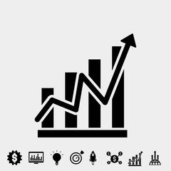 rising business graph icon vector illustration and symbol for website and graphic design