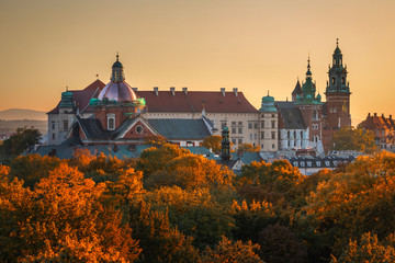 Cracow old town in autumn time, Poland, UNESCO - obrazy, fototapety, plakaty