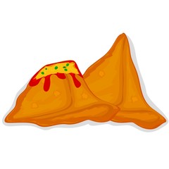 Samosa indian street Food Vector ,White Background