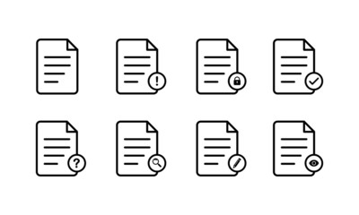 vector illustration of document file icons set