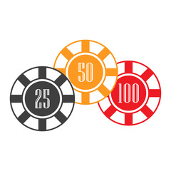 Casino poker chips and gambling icon illustration