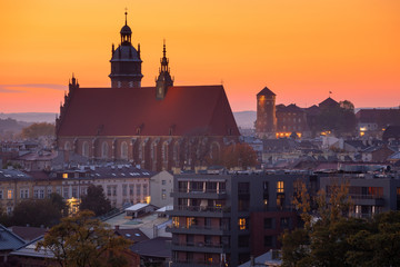 Fototapeta na wymiar Cracow old town in autumn time, Poland, UNESCO