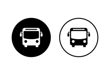 Bus Icons set on white background. Black bus vector icon