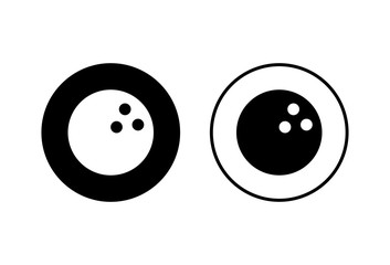 Bowling game Pin Icons set on white background. Bowling icon, ball and pin