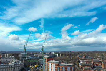 Aerial photo over looking the area of Leeds known as Headingley in West Yorkshire UK, showing a...