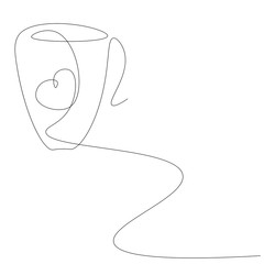 Cup of tea outline, vector illustration