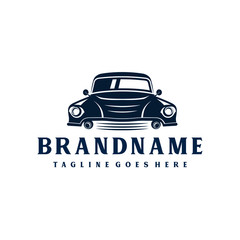 Fototapeta premium Classic/vintage car vector design inspiration. Auto car logo design template. Classic vehicle symbol logotype. A classic car symbol silhouette. Vintage car simple line art logo.