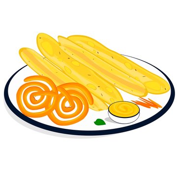Fafda and Jalebi indian Street Food Vector