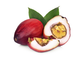 malay apple with leaf isolated on white background