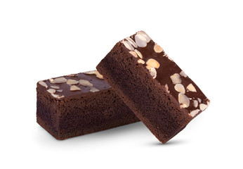 chocolate brownie cake isolated on white background
