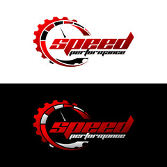 Speed logo design, speedometer icon logo vector