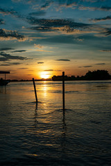 sunset on the lake laos