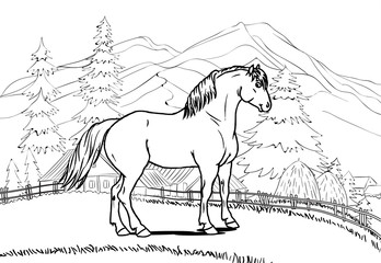 Horse info graphic poster design. Vector illustration.