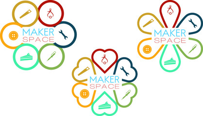 Maker space icon logo vector set. Maker space concept icon.