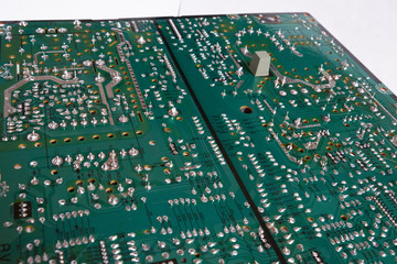 Chernihiv region, Ukraine, April 25, 2019. Old computer circuit board.