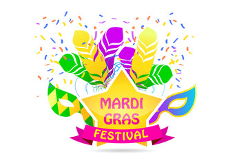 Holiday poster for Mardi Gras national fest. Vector illustration.