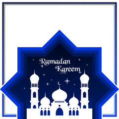 Ramadan Kareem, Ramadan Mubarak greeting card design with mosque shilhouette