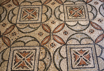  Floor mosaic in Basilica of San Vitale one of the most important examples of early Christian Byzantine art in western Europe, in Ravenna, Italy