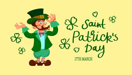 St.Patrick's day holiday pattern. Digital art, decorate poster with holiday symbols. Use it for print or web design creation. Vector illustration.