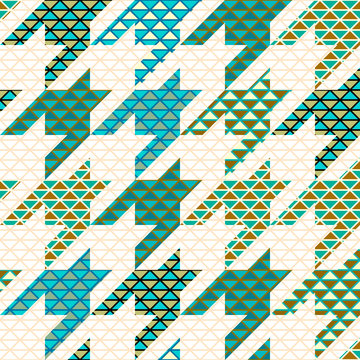 Classic Hounds-tooth pattern in a patchwork collage style.