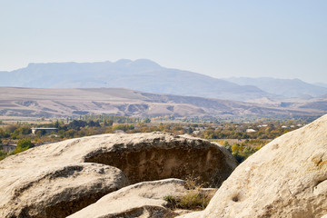 Autumn landscapes with fantastic views from mountain to valley. Colourful mountain nature in autumn, summer, or spring day