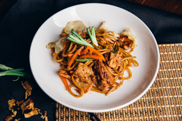 stir-fried yakisoba noodle with pork - Asian food style