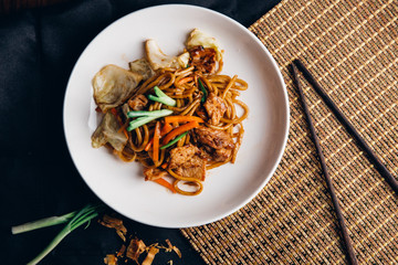 stir-fried yakisoba noodle with pork - Asian food style