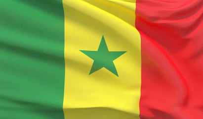 Naklejka premium Waving national flag of Senegal. Waved highly detailed close-up 3D render.
