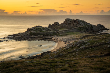 Ruins of Castro de Baroña (pre-Roman human settlement) in Porto do Son, Galicia, Spain