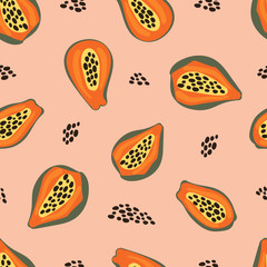 Abstract seamless pattern with papaya.