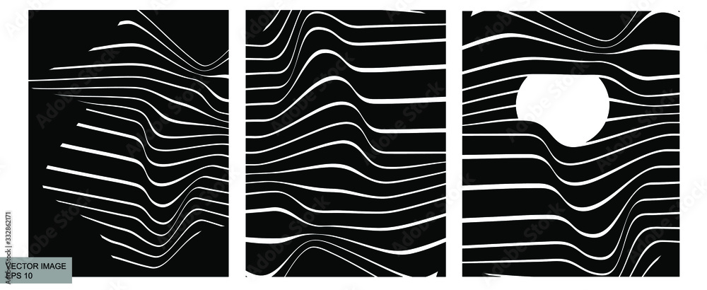 Poster abstract rippled lines pattern with wavy vibrant facture on background. square format. vector illust