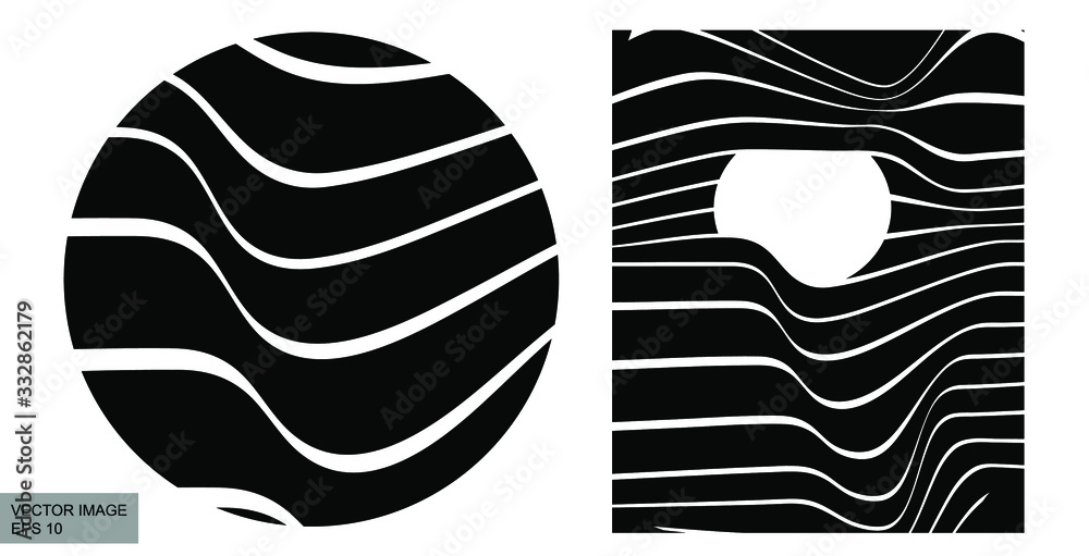 Poster abstract rippled lines pattern with wavy vibrant facture on background. square format. vector illust