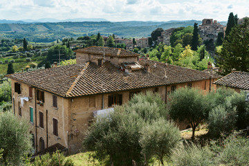 Panoramic view over the landscape of Tuscany from the hill town of Montepulciano