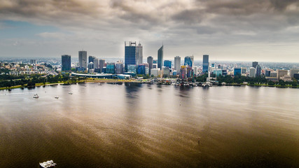 Naklejka premium Aerial Images Perth Elizabeth Quay City Skyline Perth Western Australia 