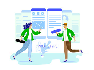 Isometric concept a young woman creates a custom design for a mobile application, Ui UX design. Landing page template for the site. Vector illustration.