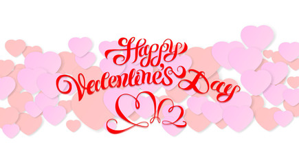 Valentines Day holiday pattern design. Heart shape with text. Vector illustration.