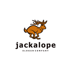 Jackalope Run Animal Symbol Graphic Character Mascot Logo Design Silhoutte