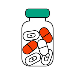 Antivirals thin line icon capsules and tablets in a bottle. Modern vector illustration of medical treatment. isolated on a white background. for websites and banners. application icon