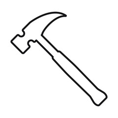 Hammer line icon isolated on background. Job icon.