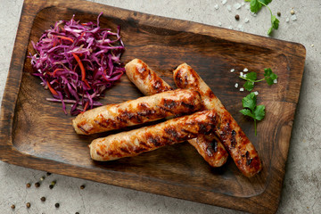 grilled sausages with Cole slaw salad