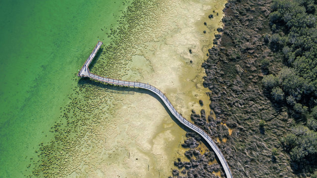 Aerial Drone Images Lake Clifton Thrombolites Rocks Mandurah  Western Australia