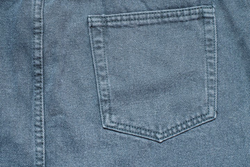 Fragment of gray jeans with a back pocket