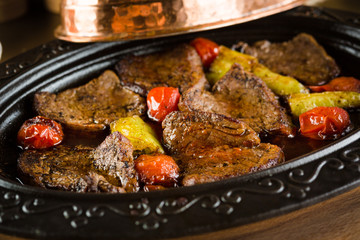 Kebab Turkish meat donated with tomatoes