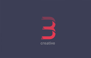 B red color alphabet letter logo design icon for company and business