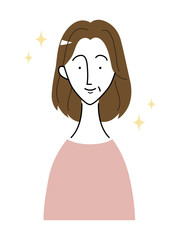 髪の綺麗な中年女性／上半身