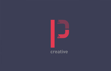 P red color alphabet letter logo design icon for company and business