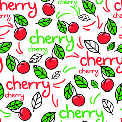  vector seamless pattern.Fruit.Cherry