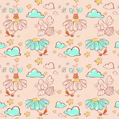  Children's seamless pattern. Fairy. vector