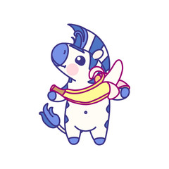 vector flat striped baby zebra. cute animal