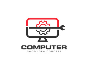 Computer Technology Logo Icon Design Vector